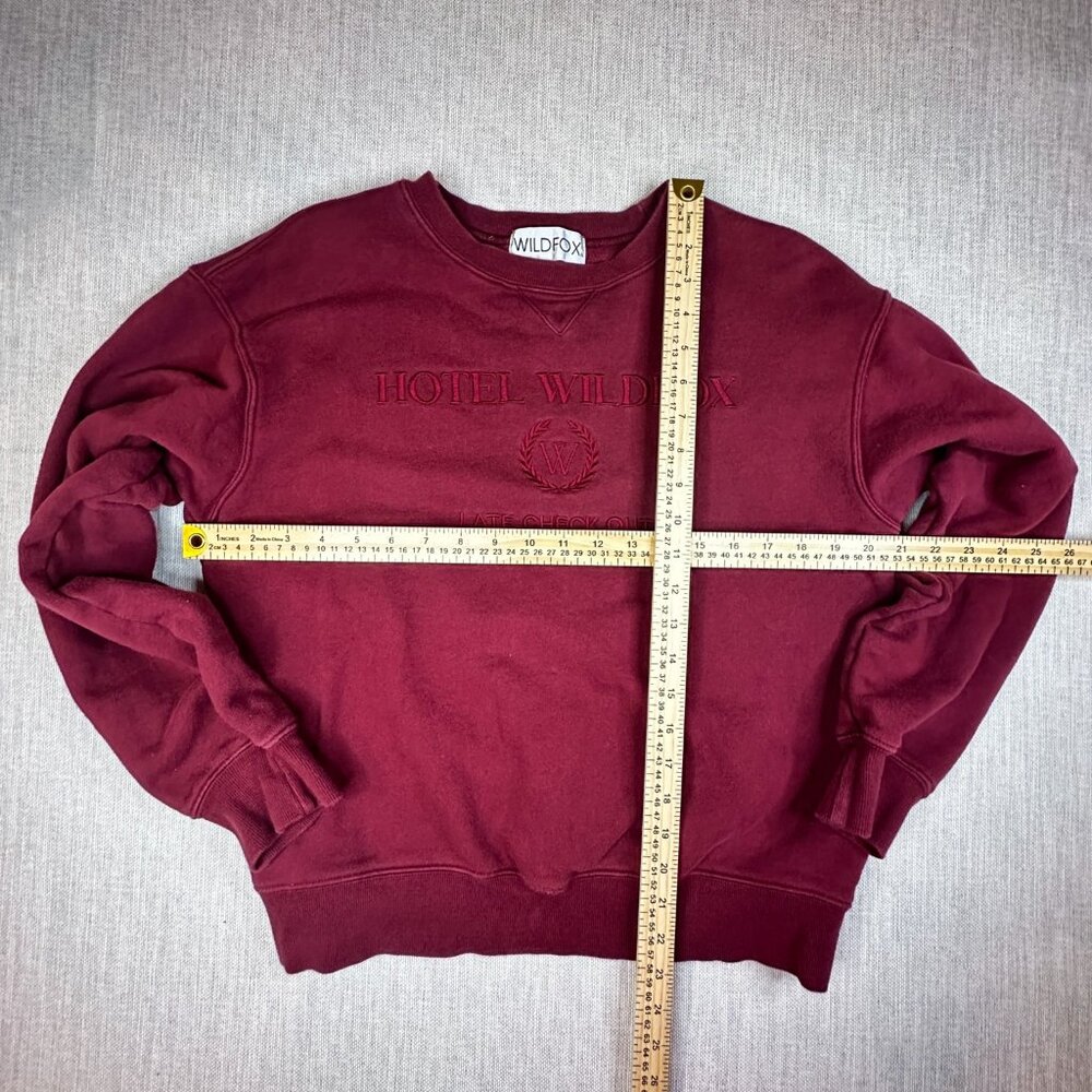 Hotel Wildfox Burgundy Lounge Set - Cozy Sweatshirt & Joggers Sweatpants Medium - Picture 4 of 7